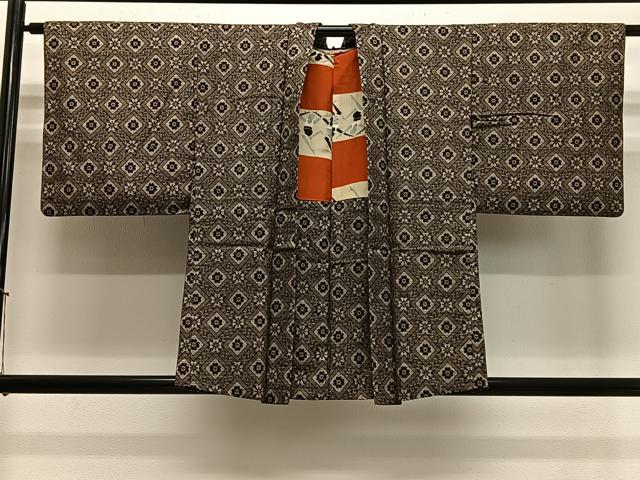 平和屋着物∞本場大島紬　龍郷絣　羽織　花菱文　正絹　逸品　CABE4854ua