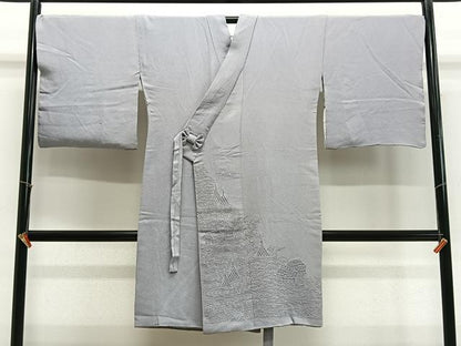 平和屋着物∞中国三大刺繍　相良刺繍　道中着　霞色　ロング丈　正絹　逸品　CABE4861ua