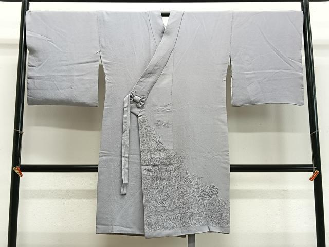 平和屋着物∞中国三大刺繍　相良刺繍　道中着　霞色　ロング丈　正絹　逸品　CABE4861ua