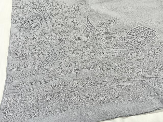 平和屋着物∞中国三大刺繍　相良刺繍　道中着　霞色　ロング丈　正絹　逸品　CABE4861ua
