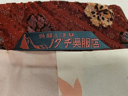 平和屋着物∞道行コート　輪奈ビロード　草花文　ロング丈　正絹　逸品　未使用　CABE4865ua