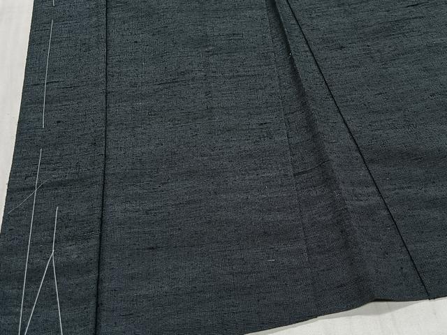 平和屋着物∞男性　長羽織　紬地　鉄御納戸色　正絹　逸品　CABE4869ua