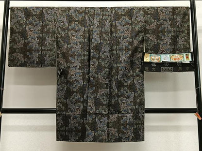 平和屋着物∞道中着　本場大島紬　9マルキ　飛鶴松文　ロング丈　正絹　逸品　未使用　CABE4870ua