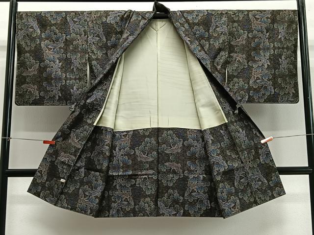 平和屋着物∞道中着　本場大島紬　9マルキ　飛鶴松文　ロング丈　正絹　逸品　未使用　CABE4870ua