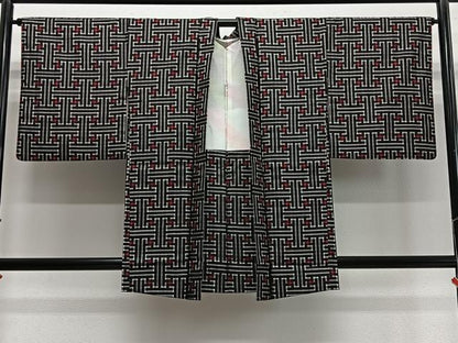 平和屋着物∞本場大島紬　龍郷絣　秋名バラ　羽織　幾何学文　正絹　逸品　CABE4874ua
