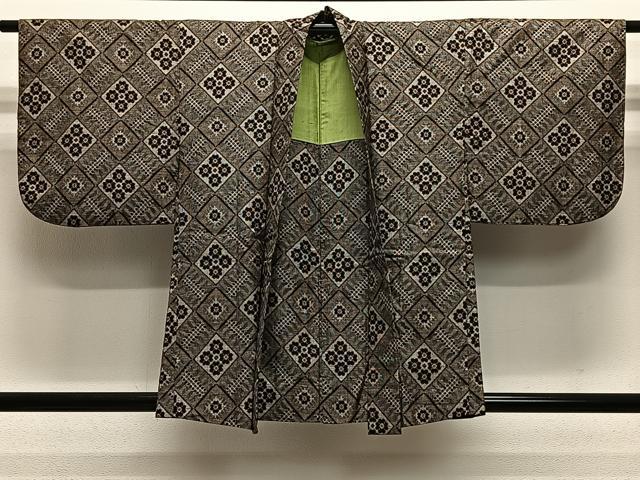 平和屋着物∞本場大島紬　龍郷絣　羽織　花菱文　正絹　逸品　CABE4880ua