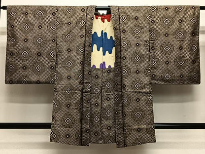 平和屋着物∞本場大島紬　龍郷絣　羽織　花菱文　正絹　逸品　CABE4881ua