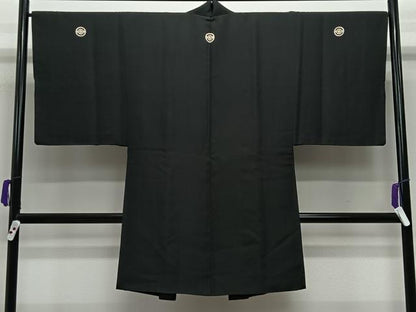 平和屋着物∞男性　長羽織　黒紋付　正絹　逸品　CABE4883ua