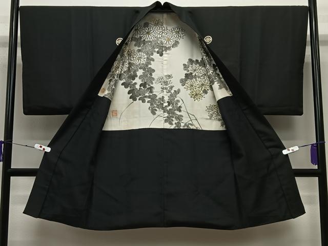 平和屋着物∞男性　長羽織　黒紋付　正絹　逸品　CABE4883ua