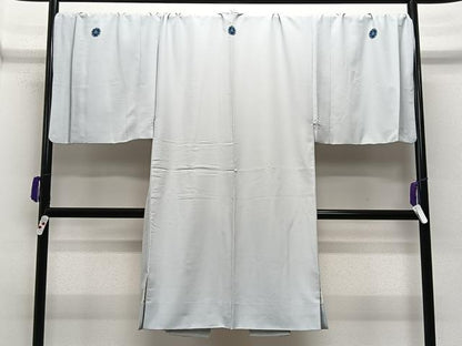 平和屋着物∞男性　長羽織　色紋付　藍白色　暈し染め　正絹　逸品　CABE4884ua