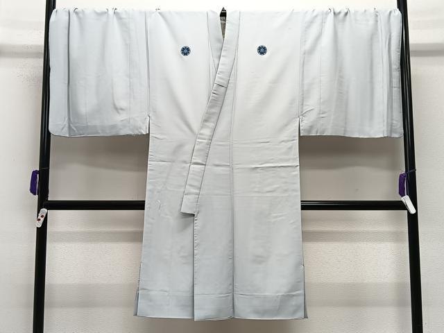 平和屋着物∞男性　長羽織　色紋付　藍白色　暈し染め　正絹　逸品　CABE4884ua