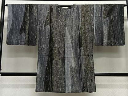 平和屋着物∞道行コート　立涌文　金糸　ロング丈　正絹　逸品　CABE4886ua