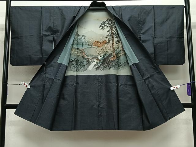 平和屋着物∞道中着　ロング丈　本場大島紬　80亀甲　総詰め　正絹　逸品　CABE4894ua