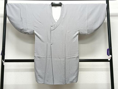 平和屋着物∞道行コート　白鼠色　ロング丈　正絹　逸品　CABE4898ua