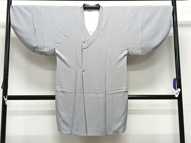 平和屋着物∞道行コート　白鼠色　ロング丈　正絹　逸品　CABE4898ua