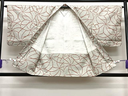 平和屋着物＃羽織　お召地　舞葉文　正絹　逸品　CABE4903ua
