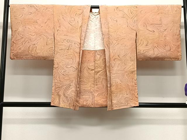 平和屋着物＃羽織　墨流し文様　正絹　逸品　CABE4906ua
