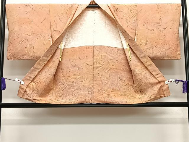 平和屋着物＃羽織　墨流し文様　正絹　逸品　CABE4906ua