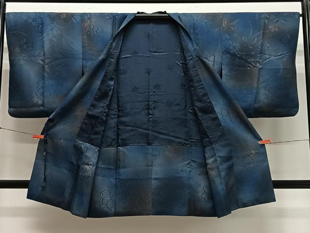 平和屋着物∞道行コート　草花文　暈し染め　ロング丈　洗える着物　CABE4909ua