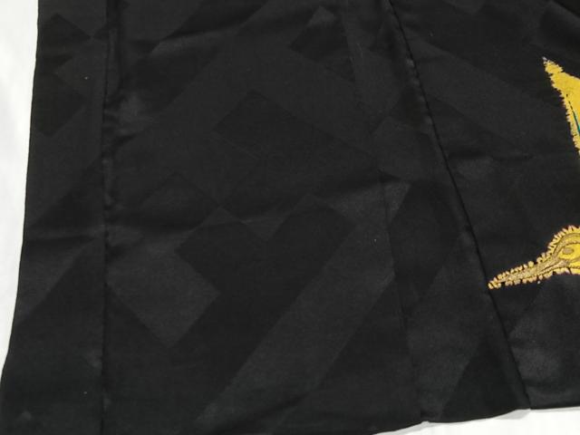 平和屋着物∞長羽織　刺繍　絞り　飛鶴文　黒地　金銀糸　正絹　逸品　CABE4911ua