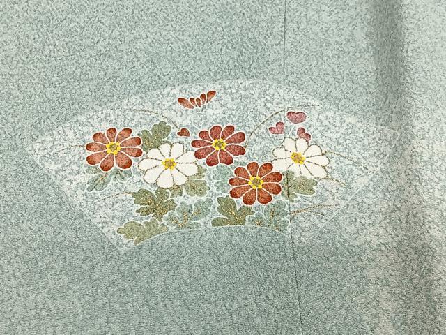 平和屋着物∞京友禅の第一人者　松井青々　道行コート　地紙花文　金彩　正絹　逸品　CABE4913ua