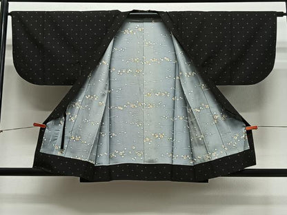 平和屋着物∞道中着　紬地　十字絣　正絹　逸品　CABE4914ua