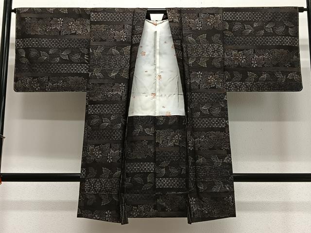 平和屋着物∞長羽織　本場大島紬　9マルキ　草花文　正絹　逸品　未使用　CABE4916ua