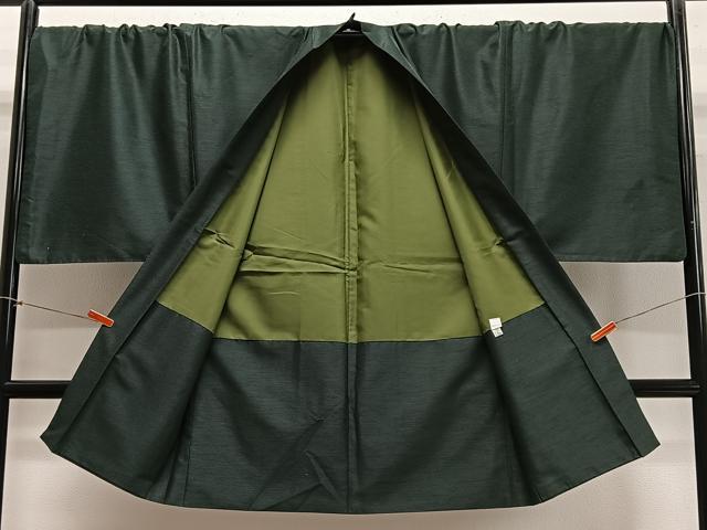 平和屋着物∞男性　長羽織　紬地　鉄色　キングサイズ　正絹　逸品　CABE4918ua