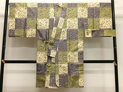 平和屋着物∞道中着　お召地　唐織　市松宝尽くし文　反端付き　正絹　逸品　CABE4923ua