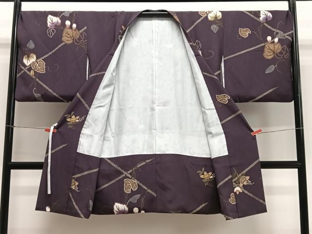 平和屋着物∞道行コート　橘文　ロング丈　正絹　逸品　CABE4926ua