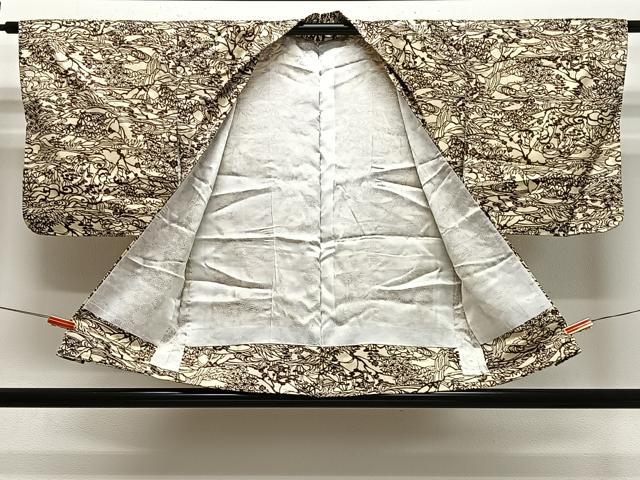 平和屋着物＃羽織　型染め　風景文　正絹　逸品　未使用　CABE4928ua
