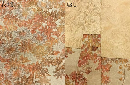 平和屋着物＃羽織　寿光織　草花文　金銀糸　正絹　逸品　CABE4929ua