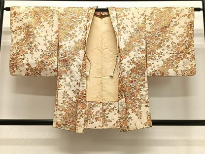平和屋着物＃羽織　寿光織　草花文　金銀糸　正絹　逸品　CABE4929ua
