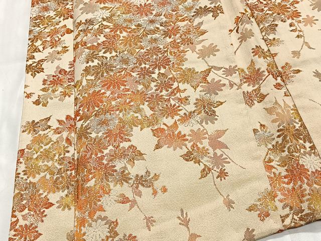 平和屋着物＃羽織　寿光織　草花文　金銀糸　正絹　逸品　CABE4929ua