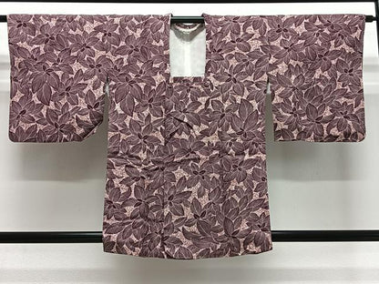 平和屋着物＃道行コート　草花文　たたき染め　正絹　逸品　CABE4931ua