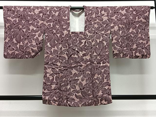 平和屋着物＃道行コート　草花文　たたき染め　正絹　逸品　CABE4931ua