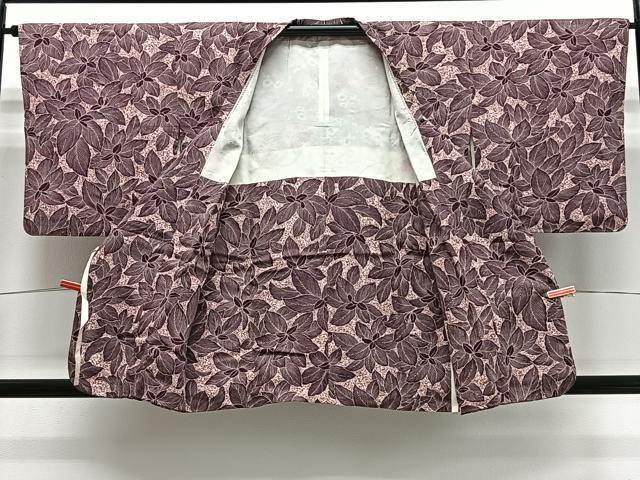 平和屋着物＃道行コート　草花文　たたき染め　正絹　逸品　CABE4931ua