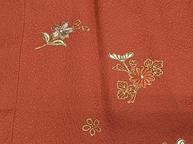 平和屋着物＃道行コート　リバーシブル　刺繍　草花文　金彩　正絹　逸品　未使用　CABE4933ua