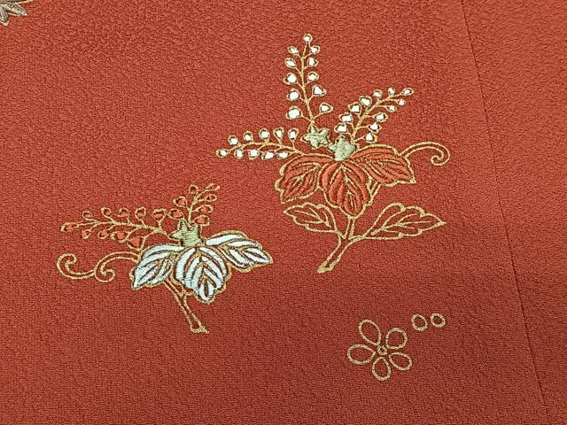 平和屋着物＃道行コート　リバーシブル　刺繍　草花文　金彩　正絹　逸品　未使用　CABE4933ua