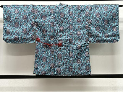 平和屋着物＃道中着　本場染大島紬　更紗花文　正絹　逸品　CABE4934ua