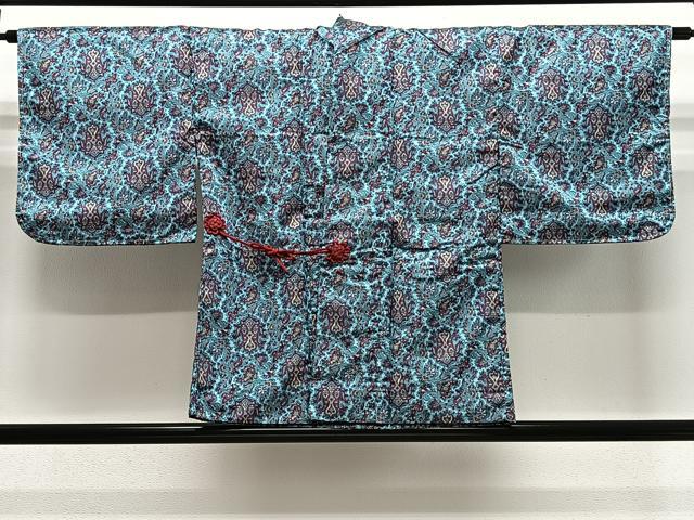 平和屋着物＃道中着　本場染大島紬　更紗花文　正絹　逸品　CABE4934ua