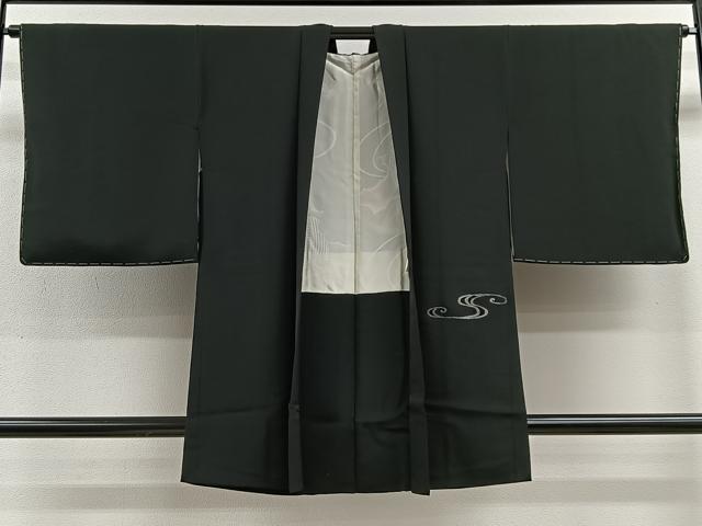平和屋着物∞羽織　総刺繍　流水鴛鴦文　黒地　正絹　逸品　未使用　CABE4944ua