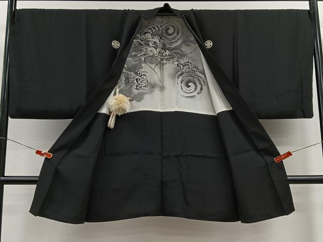 平和屋着物∞男性　長羽織　黒紋付　正絹　逸品　未使用　CABD4736ua 平和屋着物∞男性 長羽織 黒紋付 正絹 逸品 未使用 CABD4736ua 平和屋