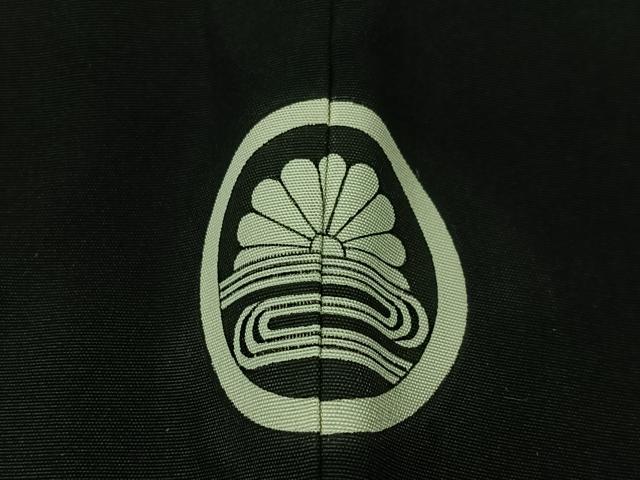 平和屋着物∞男性　長羽織　作家物　黒紋付　羽裏：風景文　正絹　逸品　CABE4947ua