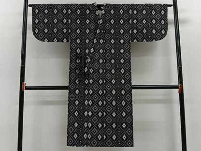 平和屋着物∞久留米絣　単衣　綿　道中着　幾何学文　ロング丈　逸品　CABE4951ua