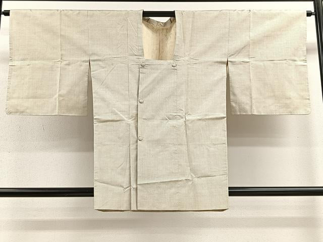 平和屋着物∞道行コート　本場大島紬　白大島　7マルキ　正絹　逸品　CABE4962ua