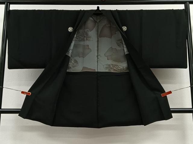 平和屋着物∞男性　羽織　黒紋付　正絹　逸品　CABE4972ua
