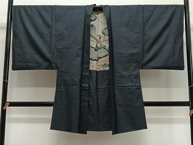 平和屋着物∞男性　長羽織　本場大島紬　100亀甲　総詰め　正絹　逸品　CABE4976ua