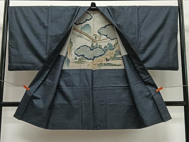 平和屋着物∞男性　長羽織　本場大島紬　100亀甲　総詰め　正絹　逸品　CABE4976ua