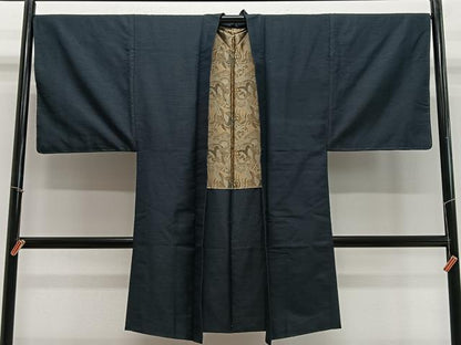 平和屋着物∞男性　長羽織　紬地　霞文　正絹　逸品　未使用　CABE4979ua